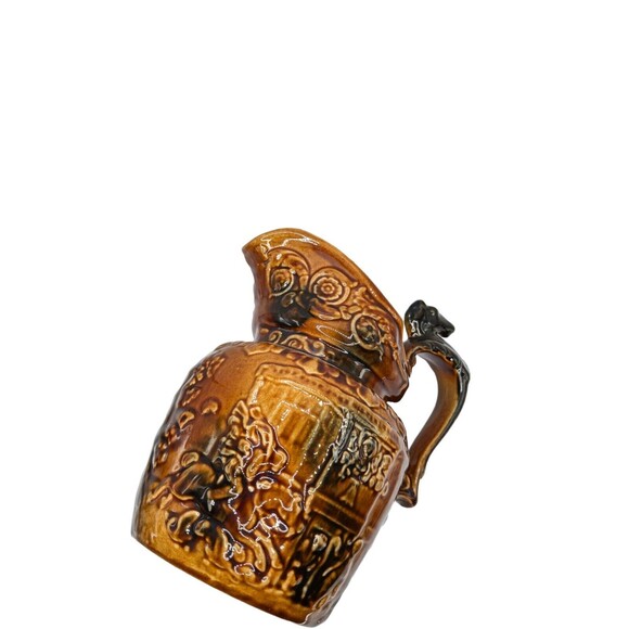 VTG Arthur Wood British Pottery Horse Head Handle Embossed Hunt Scene Pitcher 8" - Picture 3 of 16